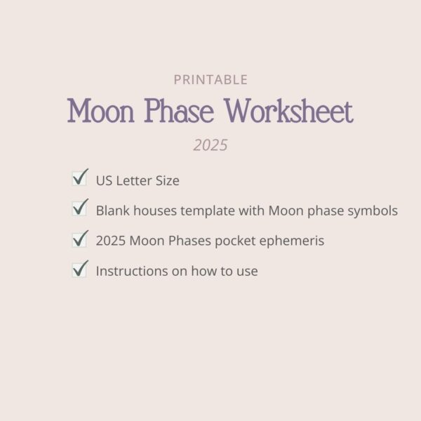 Phases of the Moon Worksheet with astrology chart printable download