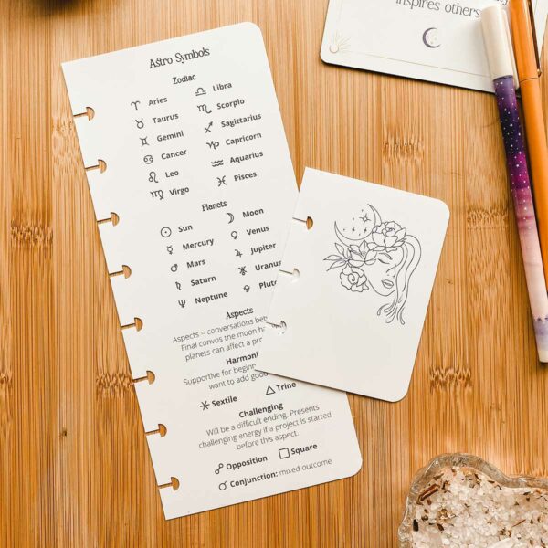 waterproof plastic discbound bookmarks with astrology symbols