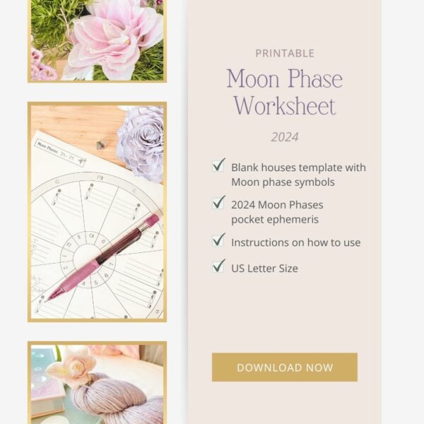 Phases of the Moon Worksheet with astrology chart printable download